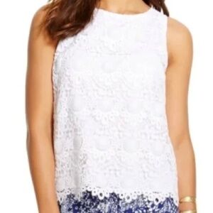 Lilly Pulitzer White Crochet Lace Tank Top, Size XL